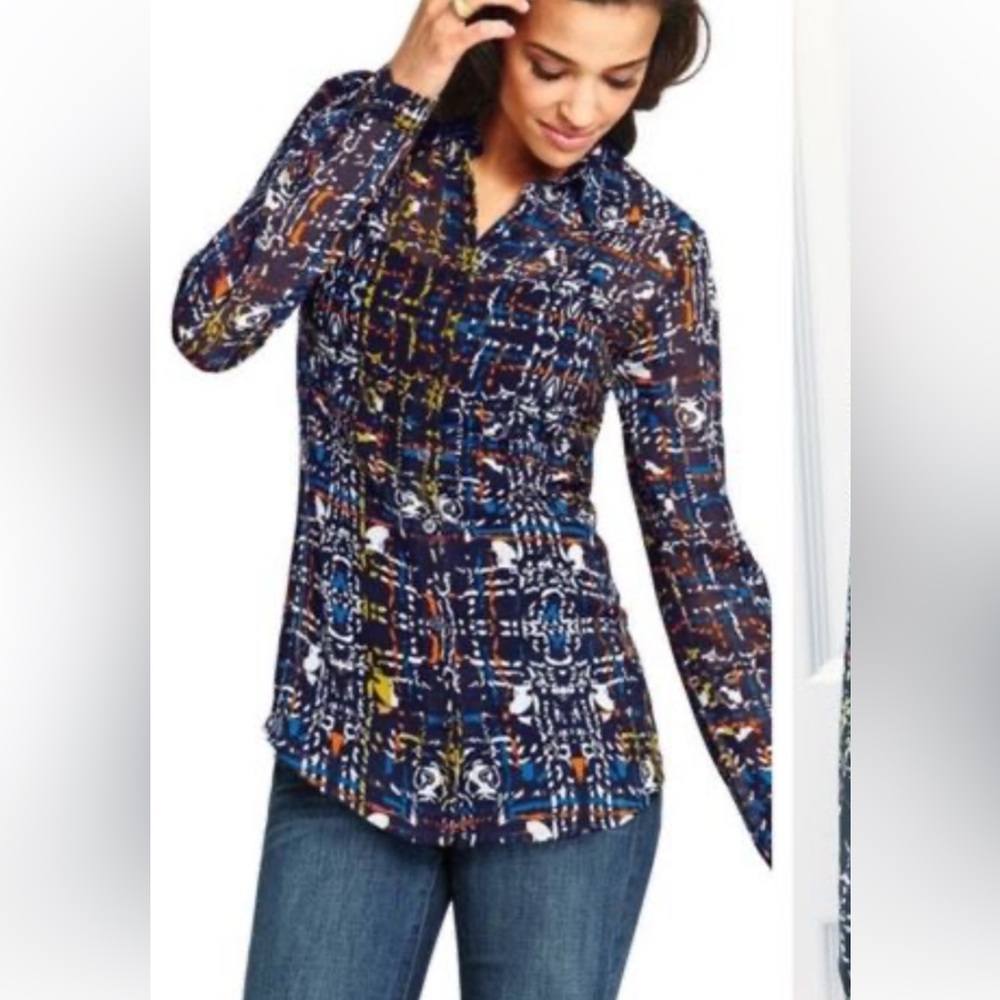 CAbi Colorful Abstract Blouse